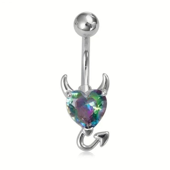 Devil Heart Belly Button Ring Navel Ring - Picture 5 of 5
